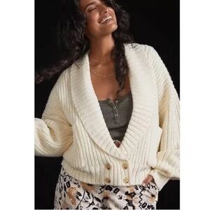 Anthropologie Deep-V wool cardigan with pocket